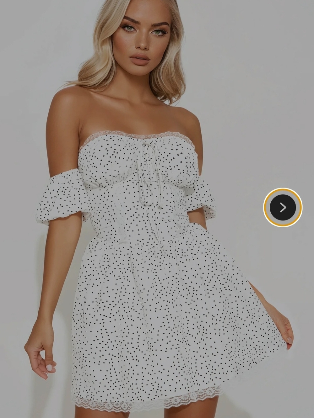 Fashion Nova White & Black Polka Dot Strapless Mini Dress